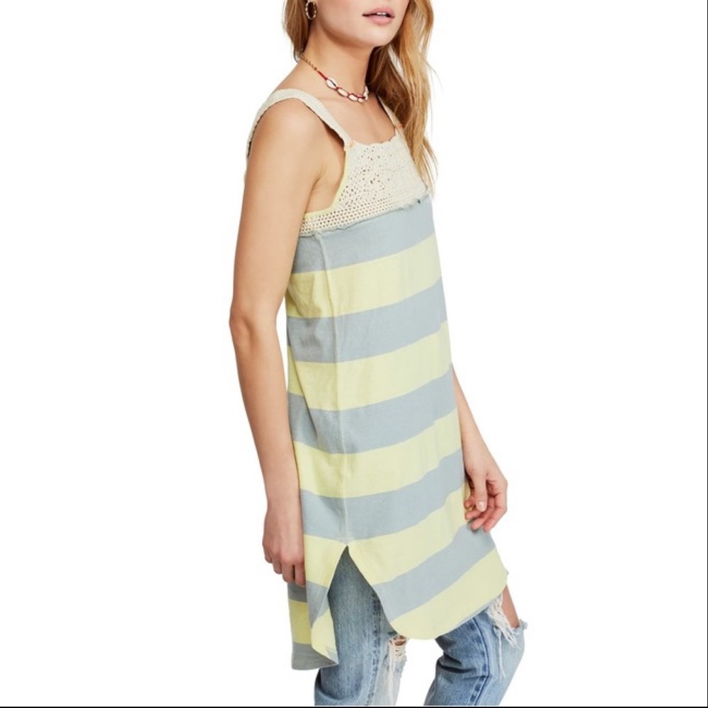 Free People Luca Crochet Stripe Tunic Merida Combo